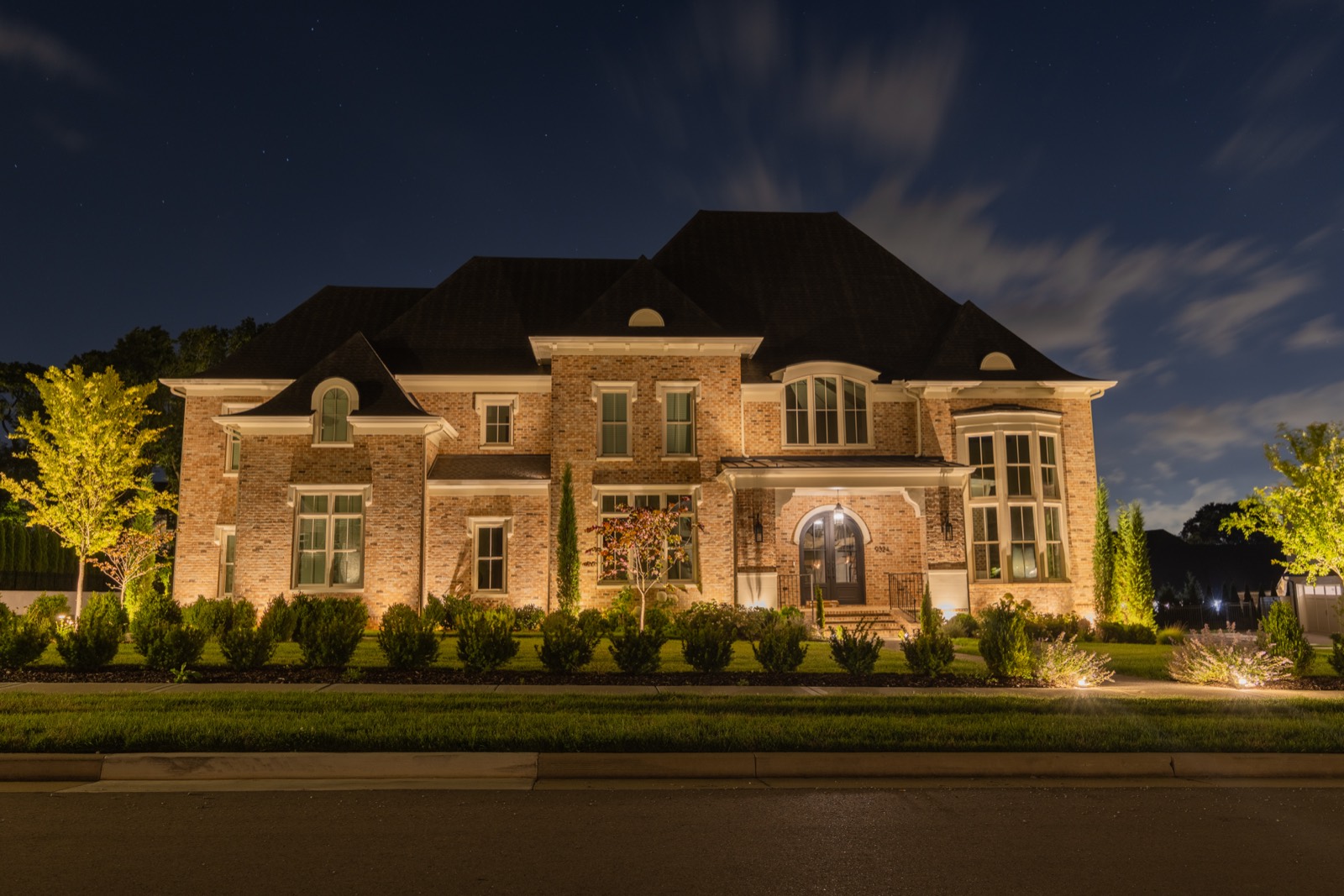 Outdoor lighting project at night, Middle Tennessee